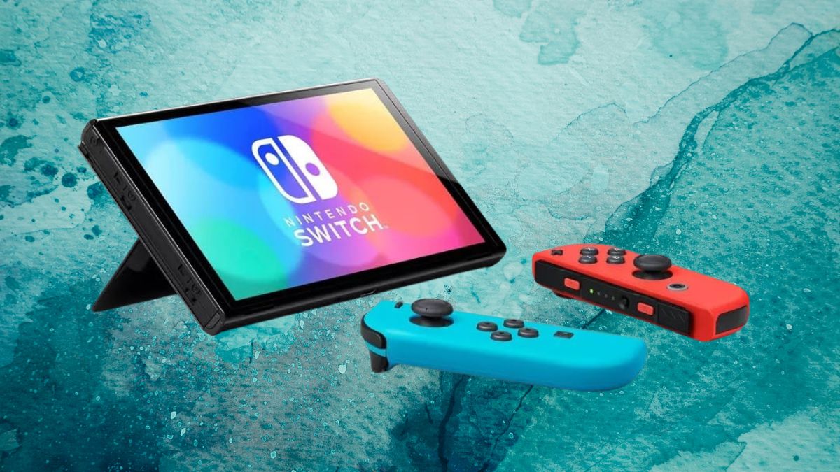 Nintendo Switch – OLED Model w/Neon Red & Neon Blue Joy-Con (Renewed)