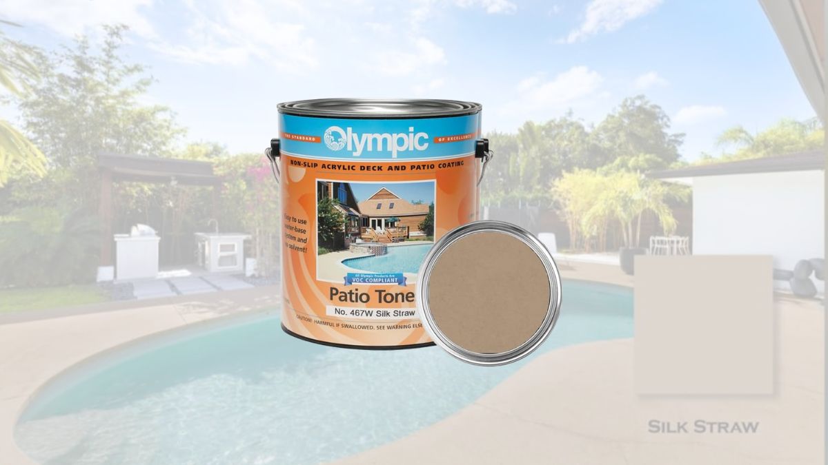 Olympic Patio Tones - Silk Straw - 1 Gallon - Non-slip acrylic deck and patio coating, concrete restorer.