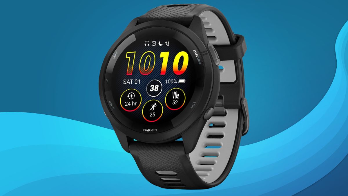 Garmin Forerunner 265 Running Smartwatch, Colorful AMOLED Display, Training Metrics and Recovery Insights, Black and Powder Gray