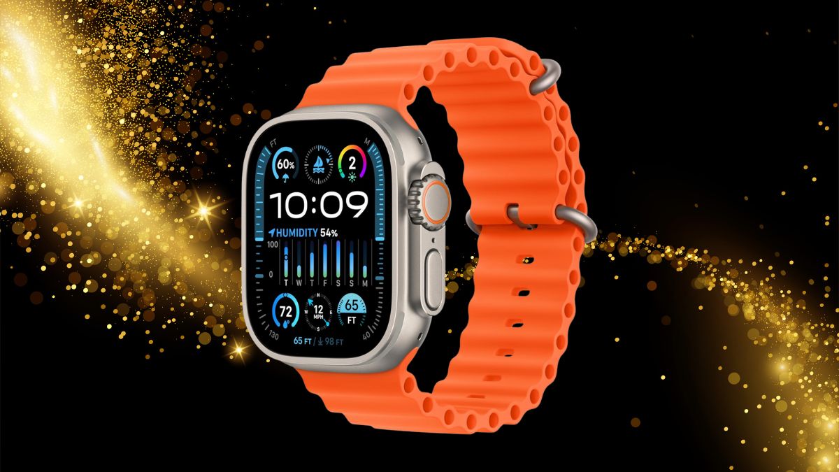 Apple Watch Ultra 2 [GPS + Cellular 49mm] Smartwatch with Rugged Titanium Case & Orange Ocean Band One Size