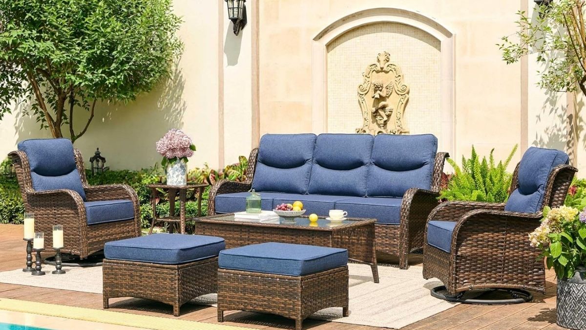 HILLGA Luxury Patio Furniture Set with 6-inch Thick Cushion