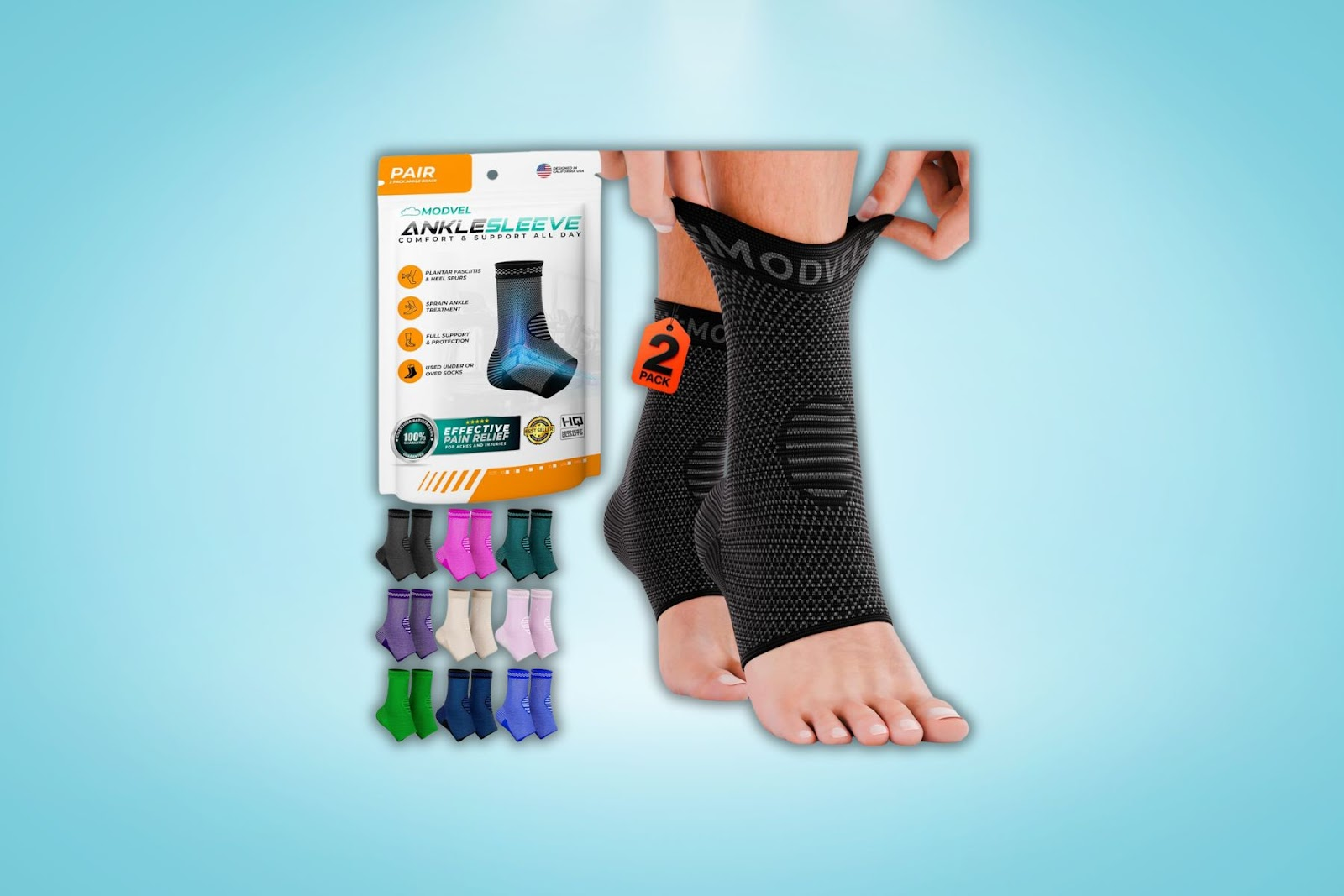 Modvel Foot & Ankle Brace Socks: Premium Compression Support for Pain Relief & Recovery