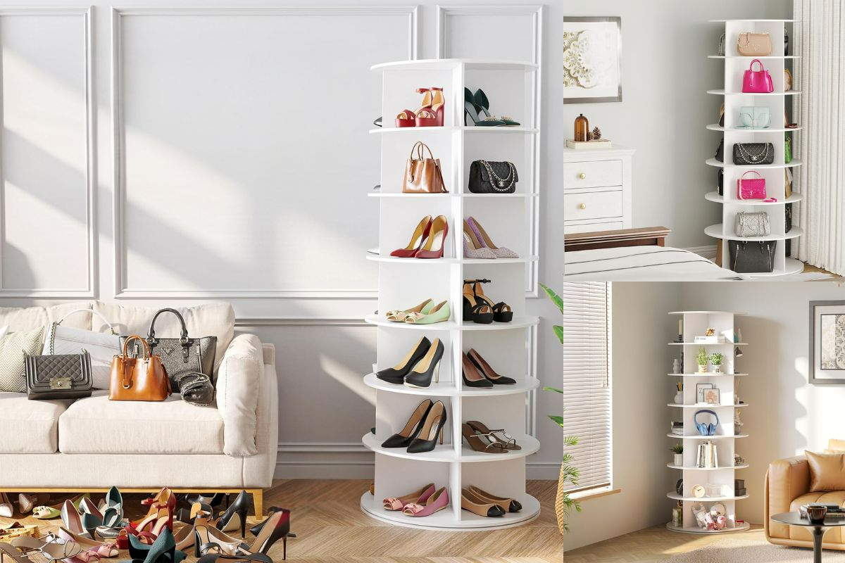Transform Your Closet with the SpaceAid Rotating Shoe Rack Tower