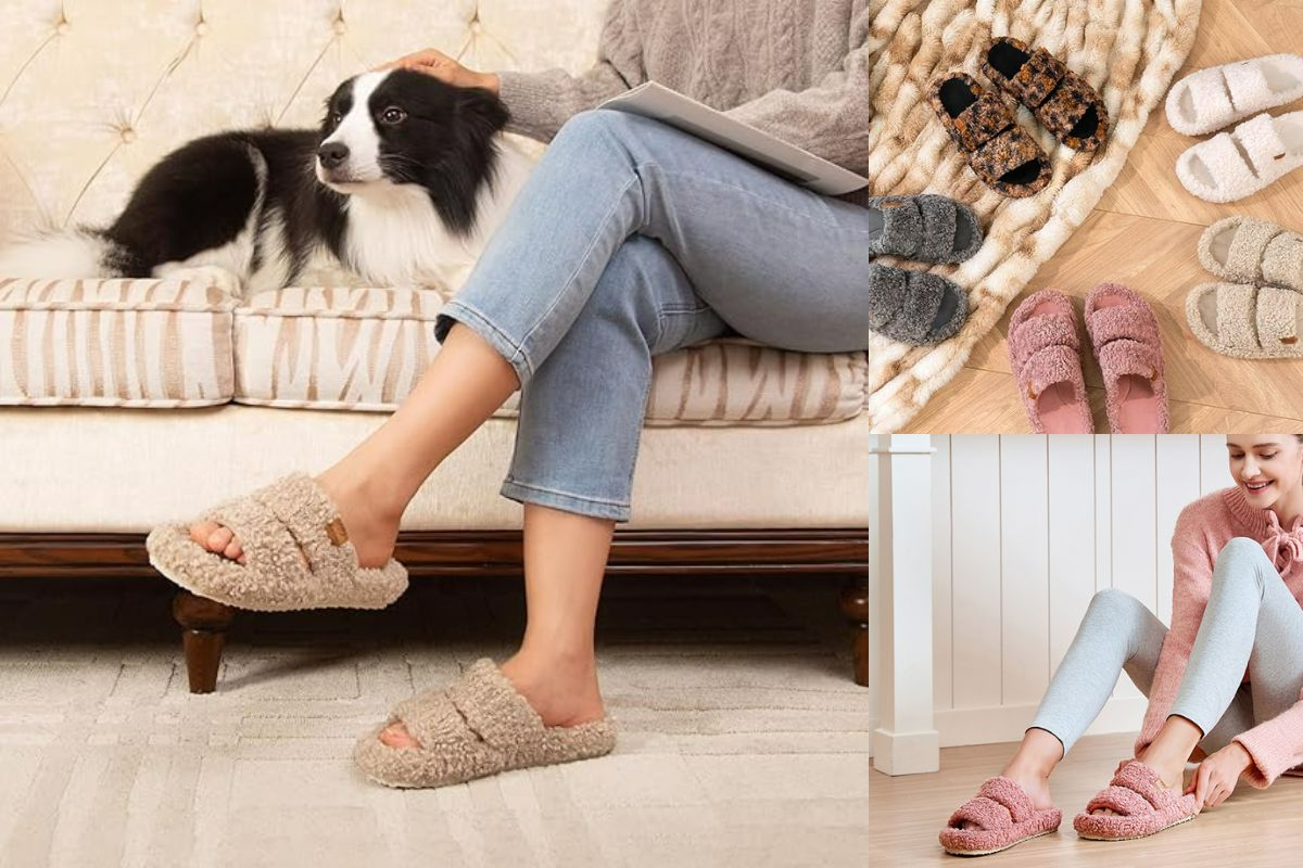 Walk on Clouds: EverFoams Women’s Fuzzy Open-toe Slippers