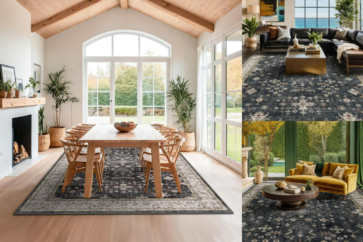 Hazo Haus Black Farmhouse Rug: Washable, Durable & Designed for Modern Living