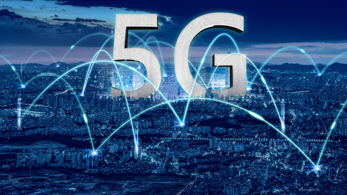 5G network technology connecting a modern city with high-speed wireless communication signals